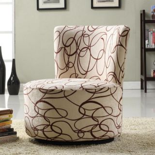 Jayden Round Fabric Swivel Chair   Brown Scroll