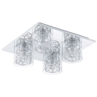 Eglo USA Pianella 91733A Spiral Cage Clear Glass and Crystals Ceiling Light   Flush Mount Lights