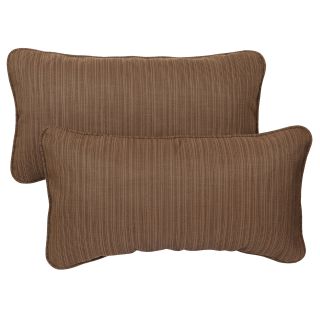 Textured Brown Corded 12 x 24 inch Indoor/ Outdoor Lumbar Pillows with