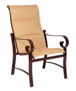 Belden Padded Sling High Back Dining Arm Chair   Outdoor Dining Chairs
