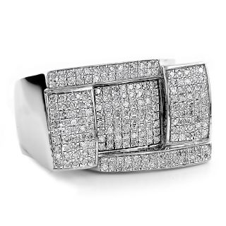 Sterling Silver 7/8ct TDW Mens Pave Diamond Ring (H I, SI1 SI2