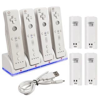 INSTEN 4 Port Charging Station with 4 Battery for Nintendo Wii