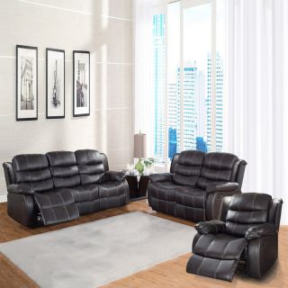 Eastfield Leather Dual Reclining Sofa Set  Brown