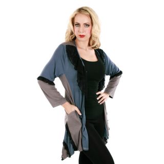 Firmiana Womens Blue and Grey Lacey Open front Tunic   16858240