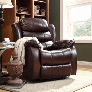 Buxton Burgundy Polished Microfiber Tufted Recliner Chair