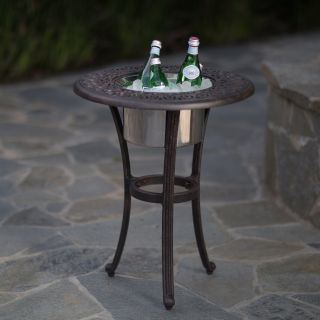 Belham Living Beverage Cooler Side Table with Stainless Steel Bowl   Patio Accent Tables