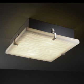 Justice Design Group PNA 5555   Clips Clips 12" Square Flush   Mount   Brushed Nickel with Waves Shade   Flush Mount Lights