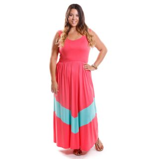 Hadari Womens Contemporary Plus Size Chevron Detail Maxi Dress