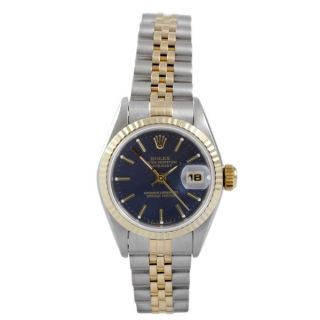 Pre Owned Rolex Womens Two tone Datejust Blue Dial Watch   16437606
