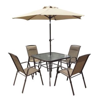 CorLiving PZT 626 S 5 piece Patio Dining Set with Tilting Umbrella