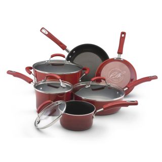 Rachael Ray II Red Porcelain Enamel Nonstick 10 piece Cookware Set