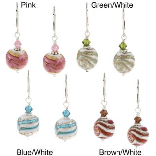 Charming Life Sterling Silver Swirl Ceramic and Crystal Earrings