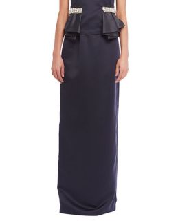 Raoul Satin Evening Maxi Skirt, Midnight Blue