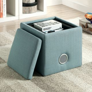 Furniture of America Mini Cube Storage Ottoman with Bluetooth Speaker   Ottomans