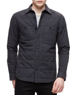 Burberry Brit Quilted Flannel Long Sleeve Shirt, Charcoal