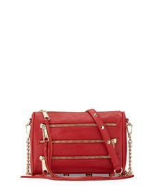 Rebecca Minkoff Five Zip Mini Crossbody Bag, Crimson