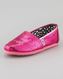TOMS Youth Glitter Slip On, Hot Pink