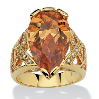 PalmBeach 18k Goldplated Champagne and White Cubic Zirconia Ring Color