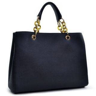 Dasein Structured Faux Leather Satchel with Shoulder Strap