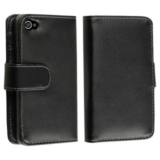 Insten 3 color Leather Wallet Phone Case with Stand for Apple iPhone 4