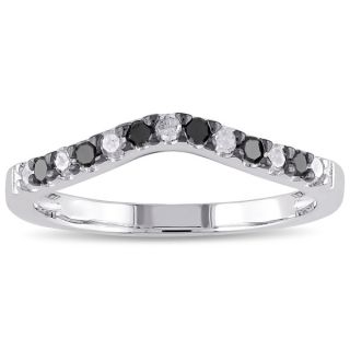 Haylee Jewels Sterling Silver 1/4ct TDW Black and White Diamond Curved