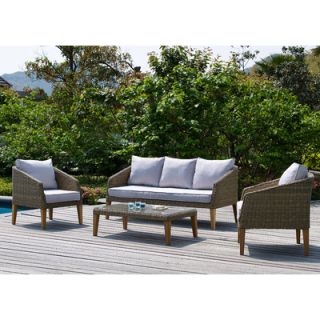 DHI Sea Ranch 4 Piece Deep Seating Group with Natural Cushions
