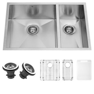 VIGO 29 inch Undermount Stainless Steel Kitchen Sink, Two Grids and