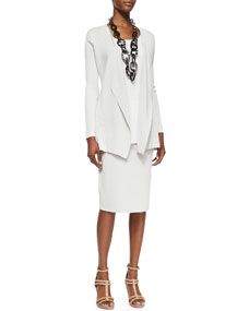 Eileen Fisher Silk Cotton Interlock Jacket, Long Silk Jersey Tunic & Silk Cotton Straight Skirt