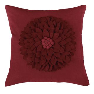 Rizzy Home 3D Felt Leafy Floral Center Blossom Decorative Throw Pillow in Ivory   Decorative Pillows