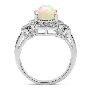 JewelzDirect 925 Sterling Silver Oval Cut Ethiopian Opal Ring