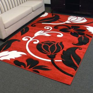 Hollywood Red Flower and Vine Area Rug