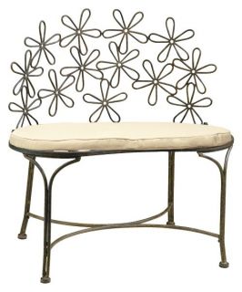 Deer Park Ironworks Daisy 32 in. Decorative Metal Bench   Outdoor Benches