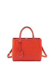 Fendi 2Jours Saffiano Mini Tote Bag, Red Orange