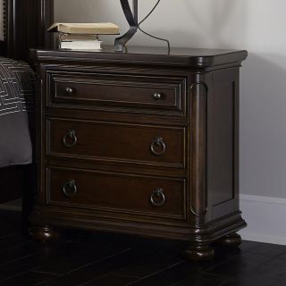 Chandler 3 Drawer Nightstand   Chestnut