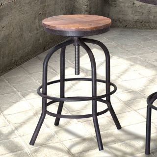 Zuo Modern Twin Peaks Adjustable Height Backless Bar Stool   Distressed Natural   Drafting Chairs & Stools
