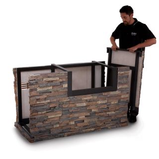790 Stack Stone Base with Midnight Copper Granite Counter   Outdoor Kitchens