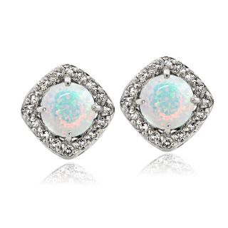 Glitzy Rocks Sterling Silver Created Opal with White Topaz Diamond