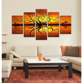 Hand painted Tree Reflection 5 piece Canvas Art   Shopping