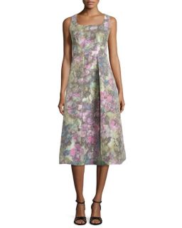 Kay Unger New York Sleeveless Muted Floral Print Dress