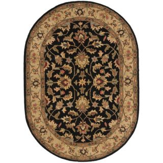 Safavieh Handmade Heritage Kerman Black/ Gold Wool Rug (46 x 66 Oval