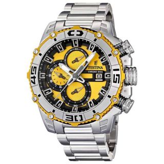 Festina Mens Tour De France F16599/5 Silver Stainless Steel Yellow