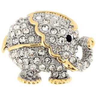 PalmBeach Crystal and Pearl Elephant Pin in Yellow Gold Tone Bold
