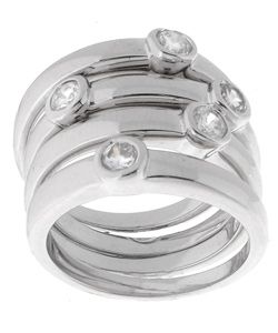 Sterling Essentials Sterling Silver Cubic Zirconia Stackable Ring