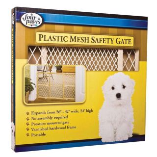 Four Paws Plastic Mesh Wood Frame Pet Gate