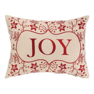 Joy Foliage Embroidery Linen Throw Pillow by Peking Handicraft