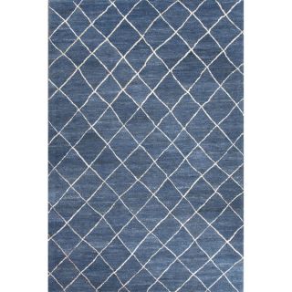 Indo Hand woven Zen Blue/ White Contemporary Geometric Area Rug (4 x