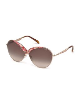 Emilio Pucci Printed Butterfly Sunglasses, Pink/Coral