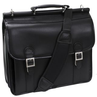 McKlein Black Halsted Double Compartment Leather 15.4 inch Laptop