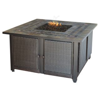 Uniflame 41.1 in. Square Slate Tile Propane Fire Table with Copper Accents   Fire Pits