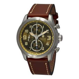 Swiss Army Mens 241448 Chrono Classic Green Dial Brown Leather